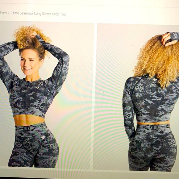 NWT Camo Seamless Long Sleeve Crop Top - Picture 1 of 2